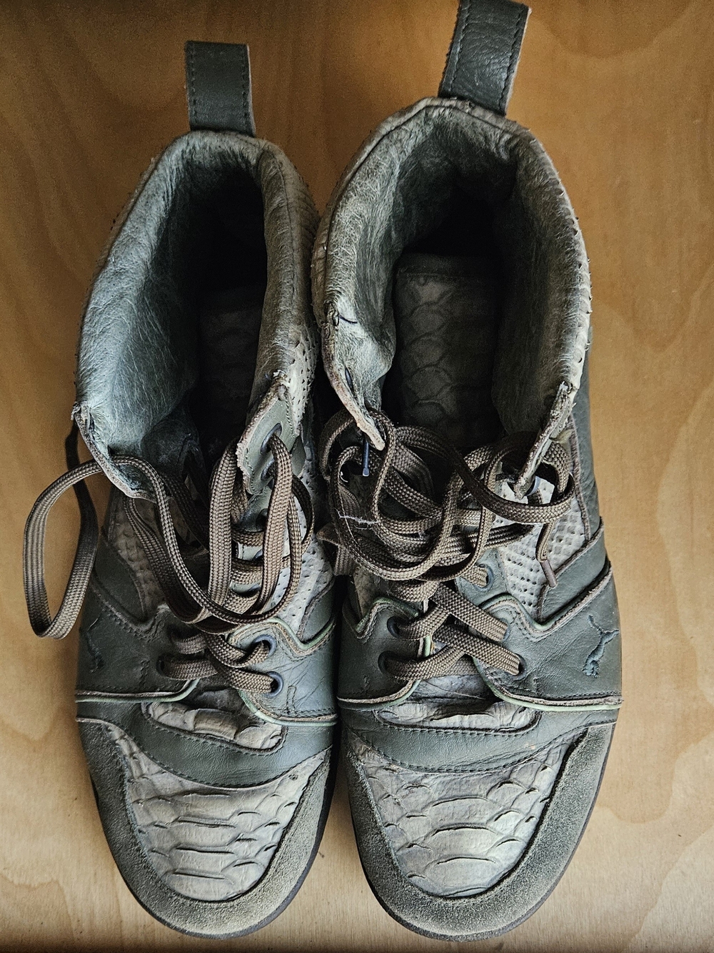 Neil Barrett Men's High-Top Sneakers in Olive and Gray